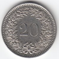 Швейцария 20 раппенов 1981 год