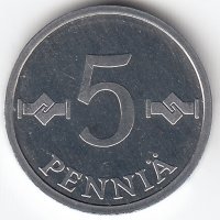 Финляндия 5 пенни 1990 год (UNC)