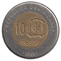 Доминиканская Республика 10 песо 2008 год