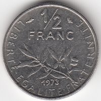 Франция 1/2 франка 1973 год