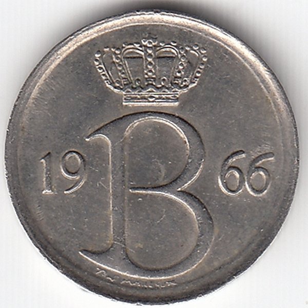 Бельгия (Belgique) 25 сантимов 1966 год