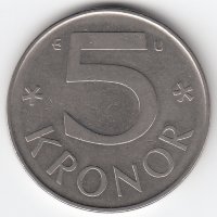 Швеция 5 крон 1984 год