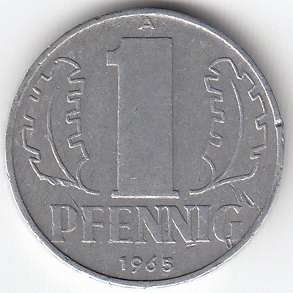 ГДР  1 пфенниг 1965 год