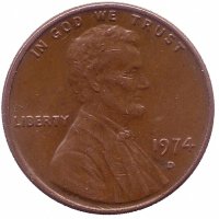 США 1 цент 1974 год (D)