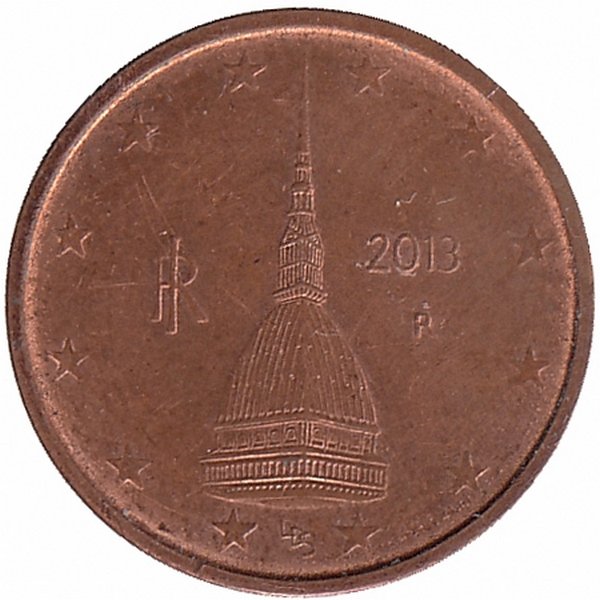 Италия 2 евроцента 2013 год