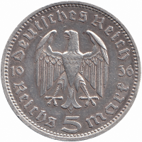 Германия (Третий Рейх) 5 рейхсмарок 1936 год (A)