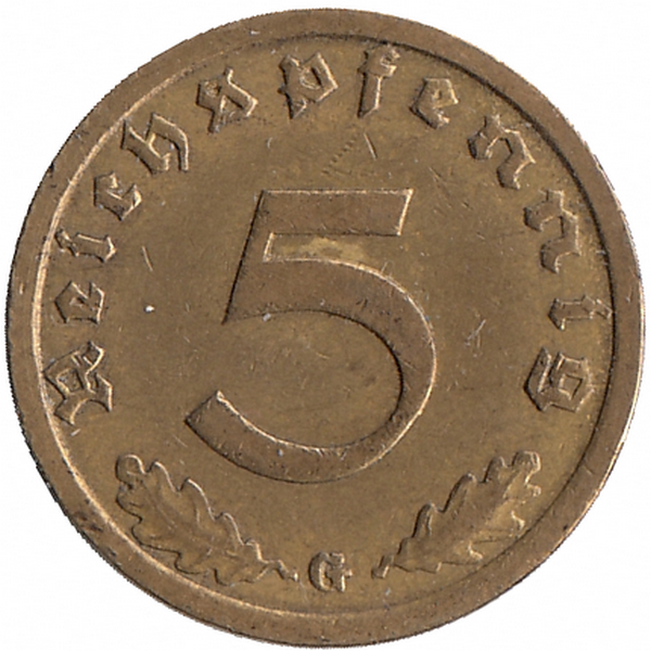 Германия (Третий Рейх) 5 рейхспфеннигов 1937 год (G)