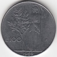 Италия 100 лир 1969 год
