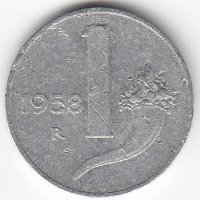 Италия 1 лира 1958 год