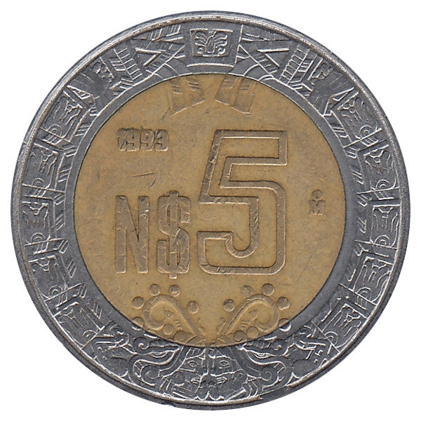 Мексика 5 песо 1993 год