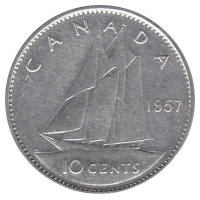Канада 10 центов 1957 год