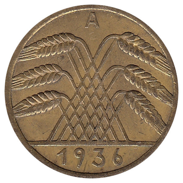 Германия (Веймарская республика) 10 рейхспфеннигов 1936 год (А)