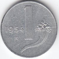 Италия 1 лира 1954 год
