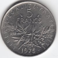 Франция 5 франков 1975 год