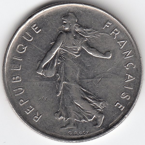 Франция 5 франков 1975 год