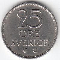 Швеция 25 эре 1972 год
