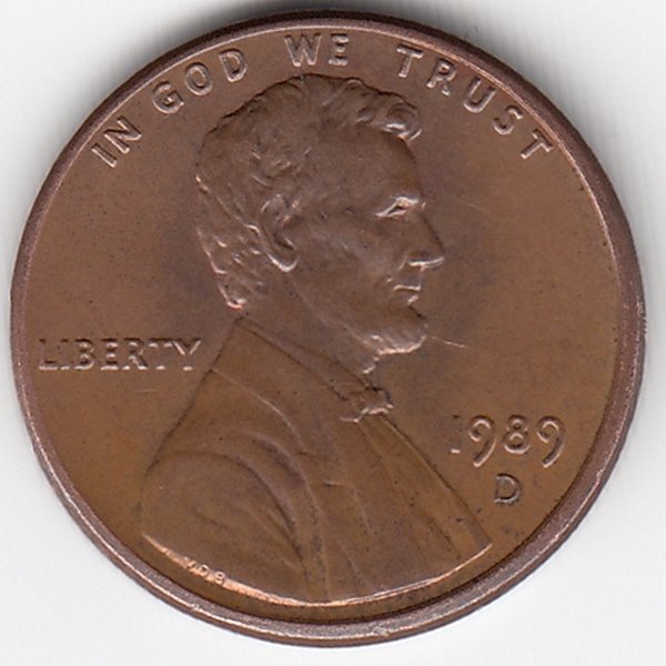 США 1 цент 1989 год (D)