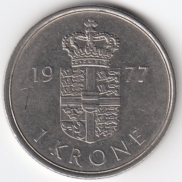 Дания 1 крона 1977 год