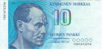 Банкнота 10 марок 1986 г. Финляндия
