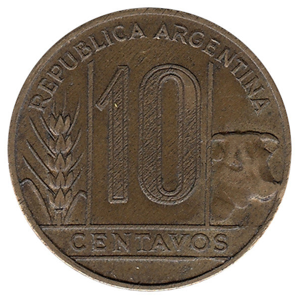 Аргентина 10 сентаво 1950 год