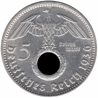 Германия (Третий Рейх) 5 рейхсмарок 1936 год (D)