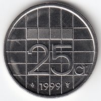 Нидерланды 25 центов 1999 год