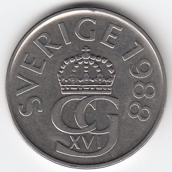 Швеция 5 крон 1988 год