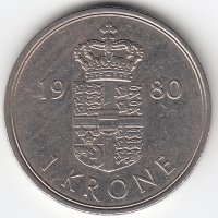 Дания 1 крона 1980 год