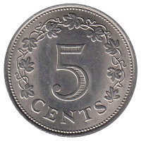Мальта 5 центов 1972 год (UNC)
