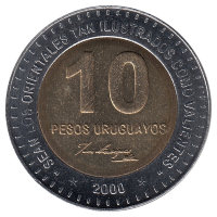 Уругвай 10 песо 2000 год (**)