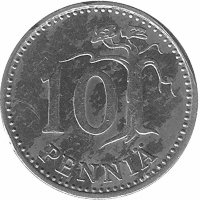 Финляндия 10 пенни 1987 год «N»