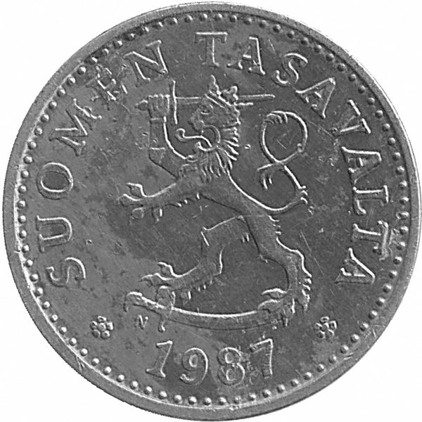 Финляндия 10 пенни 1987 год «N»
