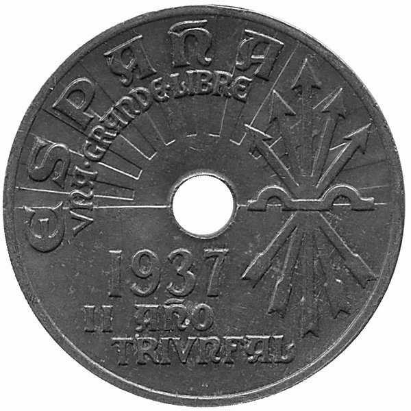 Испания 25 сантимо 1937 год