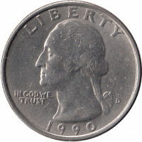 США 25 центов 1990 год (D)