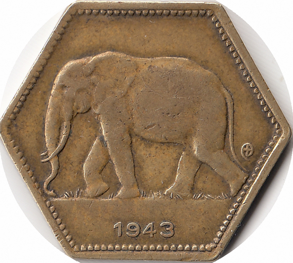 Бельгийское Конго 2 франка 1943 год
