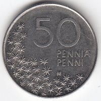 Финляндия 50 пенни 1990 год (новый тип)