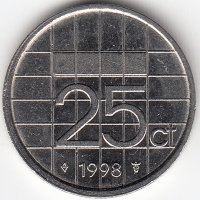 Нидерланды 25 центов 1998 год