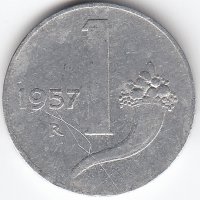 Италия 1 лира 1957 год