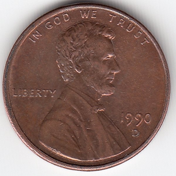 США 1 цент 1990 год (D)