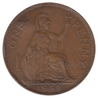 Великобритания 1 пенни 1939 год