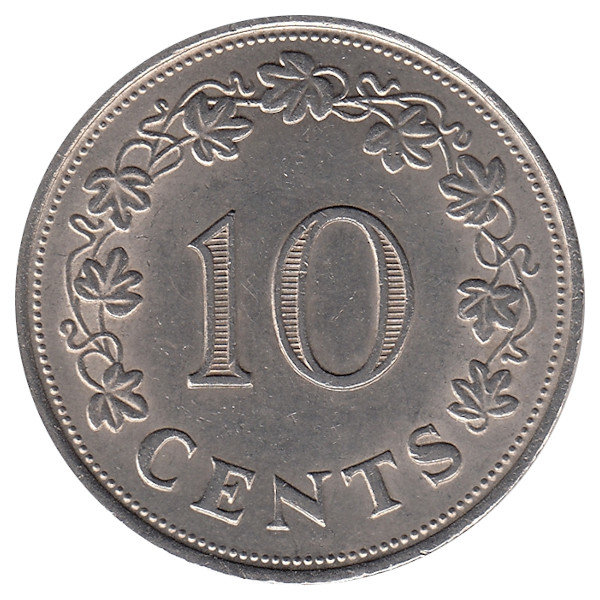 Мальта 10 центов 1972 год