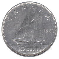 Канада 10 центов 1963 год