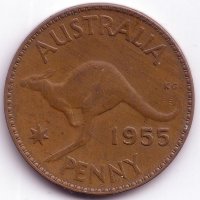 Австралия 1 пенни 1955 год (Без точки после "Penny")