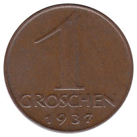 Австрия 1 грош 1937 год