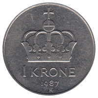 Норвегия 1 крона 1987 год