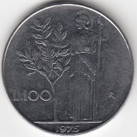 Италия 100 лир 1975 год