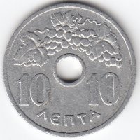 Греция 10 лепт 1954 год
