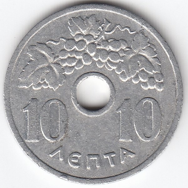Греция 10 лепт 1954 год