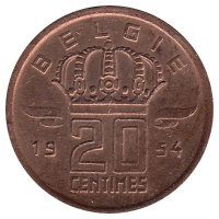 Бельгия (Belgie) 20 сантимов 1954 год