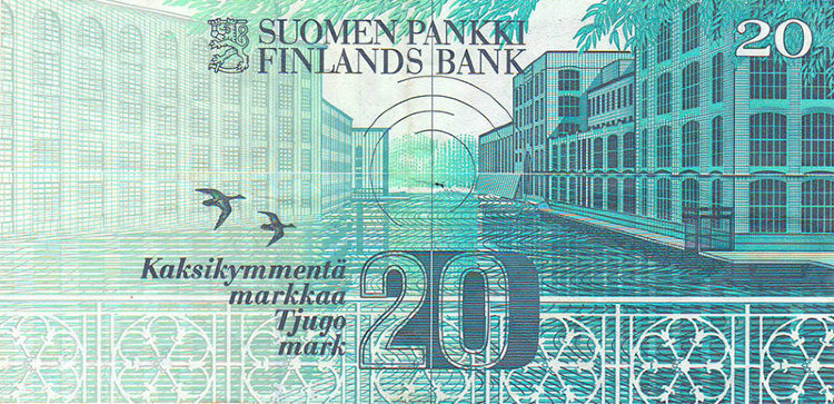 Банкнота 20 марок 1993 г. Финляндия